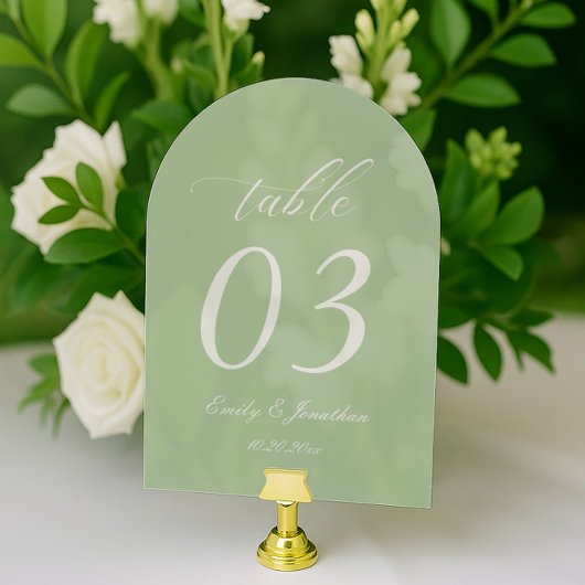Sage Green Wedding Table Number Acrylic Acryleinladungen