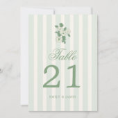 Sage Green Wedding Table Numbers Cards Einladung (Vorderseite)