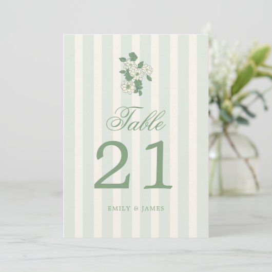 Sage Green Wedding Table Numbers Cards Einladung (Stehend Vorderseite)