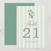 Sage Green Wedding Table Numbers Cards Einladung (Vorne/Hinten)