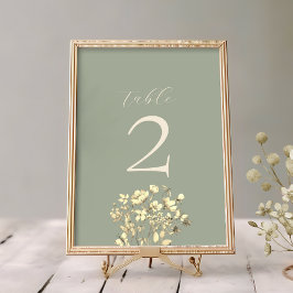 Sage Green Wedding Tischnummer Card
