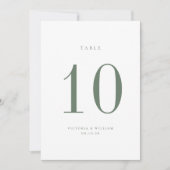 Sage Green Wedding Tischnummer Card (Vorderseite)