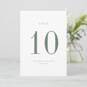Sage Green Wedding Tischnummer Card (Stehend Vorderseite)