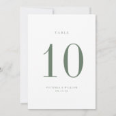 Sage Green Wedding Tischnummer Card (Rückseite)