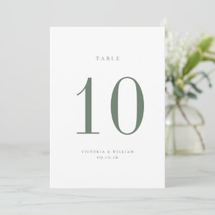 Sage Green Wedding Tischnummer Card