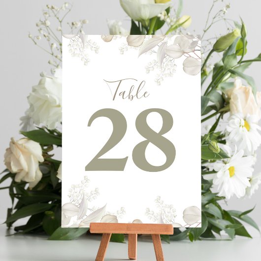 Sage Green Wedding Tischnummer Grüne