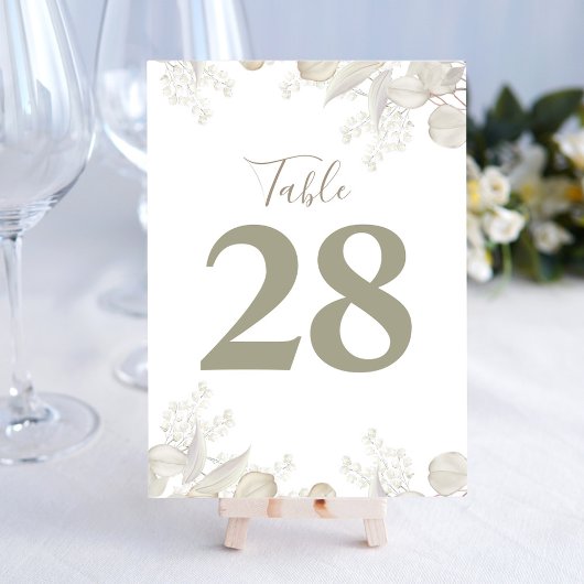 Sage Green Wedding Tischnummer Grüne