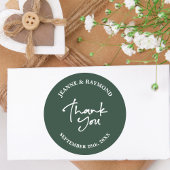 Sage Green Wedding Vielen Dank Calligrafy Gefallen Runder Aufkleber