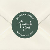 Sage Green Wedding Vielen Dank Calligrafy Gefallen Runder Aufkleber