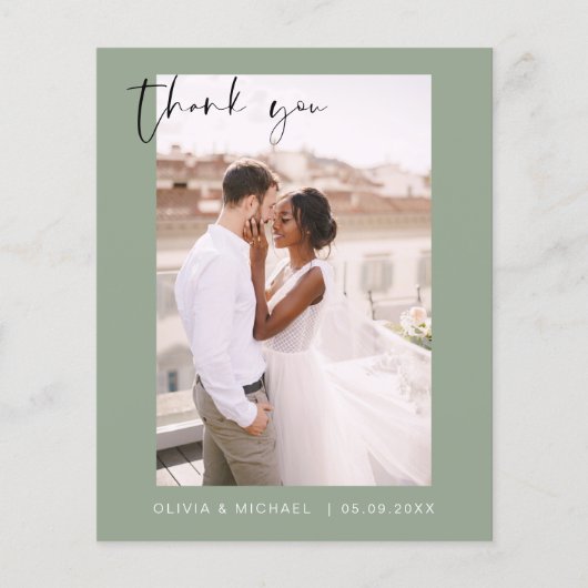 Sage Green Wedding Vielen Dank Foto Minimalistisch (Vorderseite)