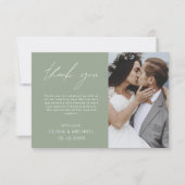 Sage Green Wedding Vielen Dank Foto Minimalistisch Dankeskarte (Vorderseite)