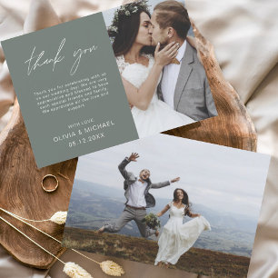 Sage Green Wedding Vielen Dank Foto Minimalistisch Dankeskarte