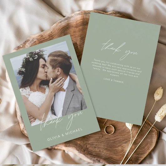 Sage Green Wedding Vielen Dank Foto Simple Dankeskarte