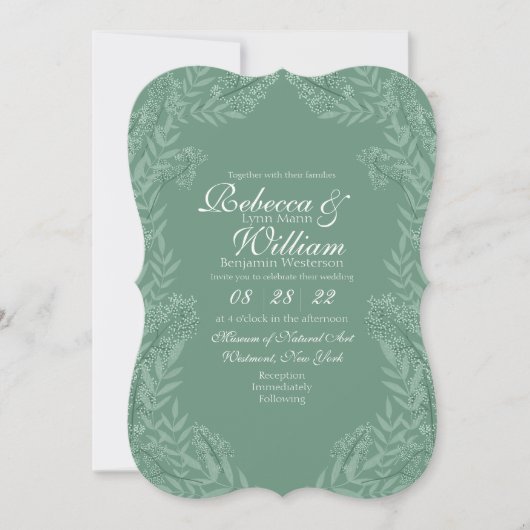 Sage Green Wedding Vintag Botanical Einladung (Vorderseite)