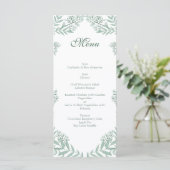 Sage Green Wedding Vintag Botanical Menu Menükarte (Stehend Vorderseite)