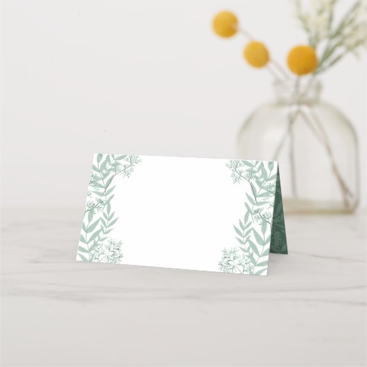 Sage Green Wedding Vintag Botanical Platzkarte (Vorderseite)