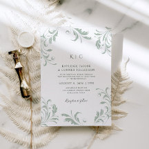 Sage Green Wedding Vintage Elegant Swirly Flourish