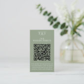 Sage Green Wedding Website QR Code Photo Rsvp    Begleitkarte (Stehend Vorderseite)