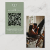 Sage Green Wedding Website QR Code Photo Rsvp    Begleitkarte (Vorne/Hinten)