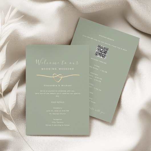 Sage Green Wedding Weekend Info Card Begleitkarte