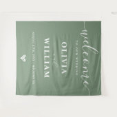 Sage Green Wedding Welcome Background Wandteppich (Vorderseite (Horizontal))
