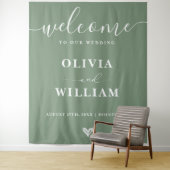 Sage Green Wedding Welcome Background Wandteppich (Beispiel)
