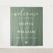 Sage Green Wedding Welcome Background Wandteppich (Vorderseite)