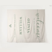 Sage Green Wedding Welcome Background Wandteppich (Vorderseite (Horizontal))