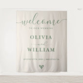 Sage Green Wedding Welcome Background Wandteppich (Vorderseite)