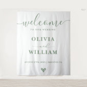 Sage Green Wedding Welcome Background Wandteppich (Vorderseite)