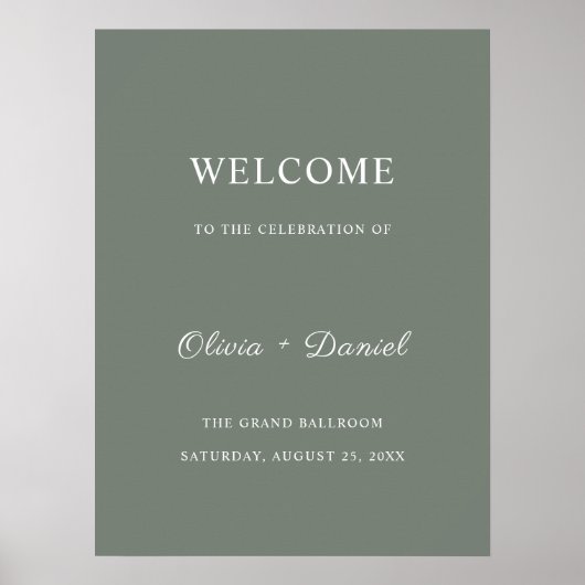 Sage Green Wedding Welcome Sign Poster (Vorne)