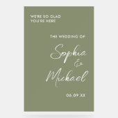 Sage Green Wedding Willkommen Acrylschild (Vorderseite)