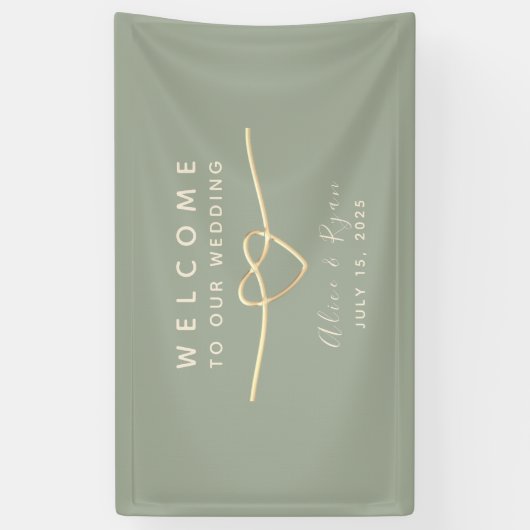Sage Green Wedding Willkommen Banner (Vertikal)