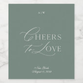Sage Green Wedding Wine Label – Cheers to Love Weinetikett (Einzelnes Label)