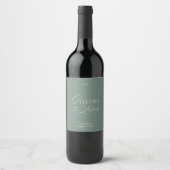 Sage Green Wedding Wine Label – Cheers to Love Weinetikett (Vorderseite)