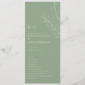 Sage Green Wedding Zeremonie Minimalistisch Elegan Programm (Vorderseite)