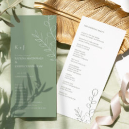 Sage Green Wedding Zeremonie Minimalistisch Elegan Programm