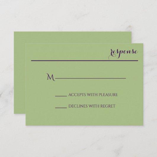 Sage Green Wedite Invite Response Card RSVP Karte (Vorne/Hinten)