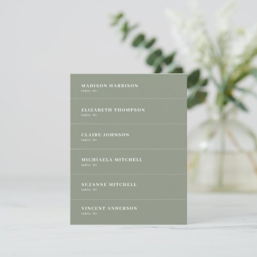 Sage Green Wedname Platzkarte DIY (Stehend Vorderseite)