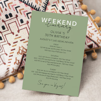Sage Green Weekend Geburtstagsfeier Einladung