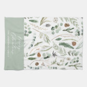 Sage Green Weihnachten minimale botanische Geschirrtuch (Horizontal)