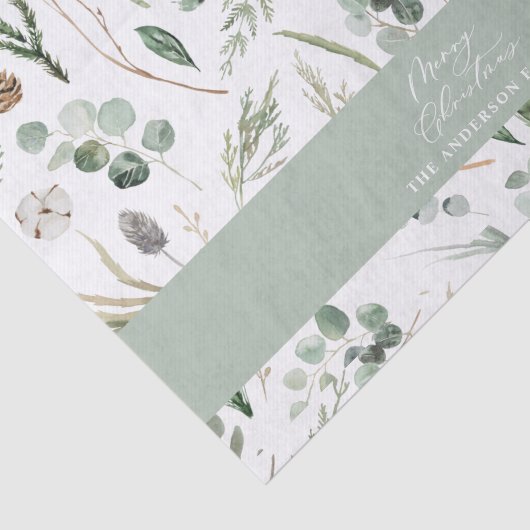 Sage Green Weihnachten minimale botanische Seidenpapier (Ausschnitt)