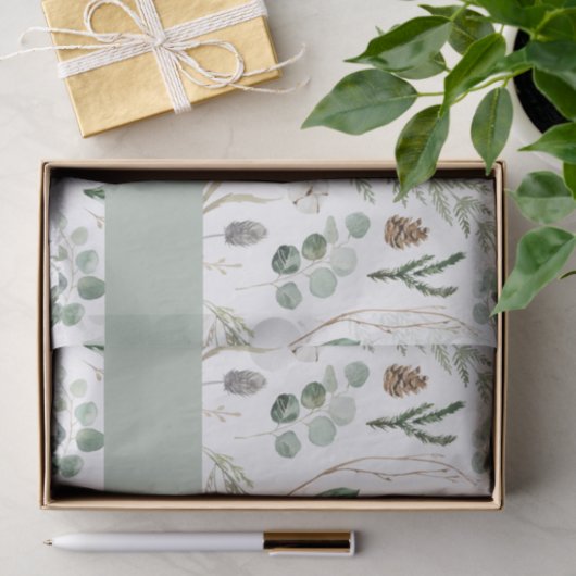 Sage Green Weihnachten minimale botanische Seidenpapier (Geschenk)