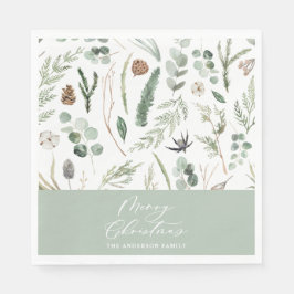 Sage Green Weihnachten minimale botanische Serviette