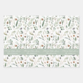 Sage green Weihnachten modern minimalbotanisch Geschenkpapier Set (Vorderseite)