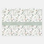 Sage green Weihnachten moderne minimale botanische Geschenkpapier Set (Vorderseite)