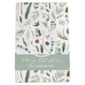 Sage green Weihnachten moderne minimale botanische Mittlere Geschenktüte (Rückseite)