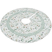 Sage green Weihnachten Moderne minimale botanische Polyester Weihnachtsbaumdecke (Schrägansicht)