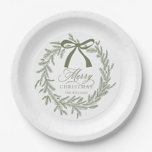 Sage Green Weihnachtsfeiertag Pappteller (Vorderseite)