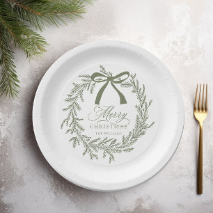 Sage Green Weihnachtsfeiertag Pappteller